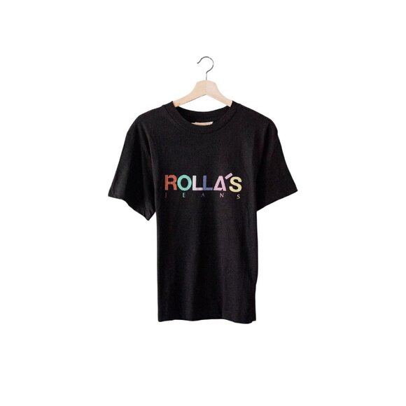 Rollas Candy Logo Tomboy Tee Black Womens Size Small New With Tag - Picture 1 of 6